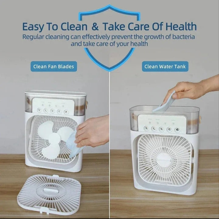 With LED 10-INCH DESKTOP Water Mist Air Cooler With 5 hole spray and 3 Speed Modes