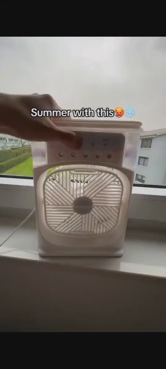 With LED 10-INCH DESKTOP Water Mist Air Cooler With 5 hole spray and 3 Speed Modes