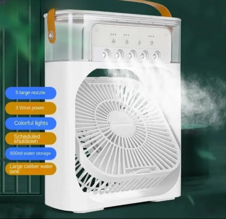With LED 10-INCH DESKTOP Water Mist Air Cooler With 5 hole spray and 3 Speed Modes